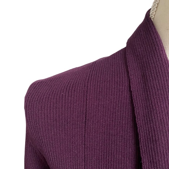 Express Purple Ribbed Open Front Long Cardigan Shawl Collar Size Small - Picture 5 of 13